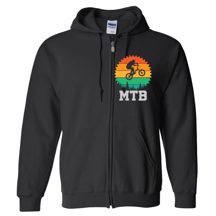 Retro Vintage MTB Gift For Mountain Bikers Gift Road Cyling Full Zip Hoodie