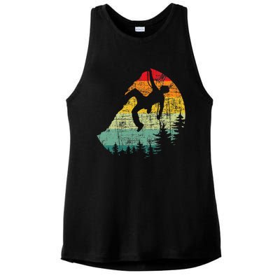 Retro Vintage Mountain Climber Rock Climbing Bouldering Ladies PosiCharge Tri-Blend Wicking Tank