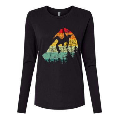 Retro Vintage Mountain Climber Rock Climbing Bouldering Womens Cotton Relaxed Long Sleeve T-Shirt