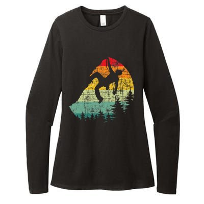 Retro Vintage Mountain Climber Rock Climbing Bouldering Womens CVC Long Sleeve Shirt