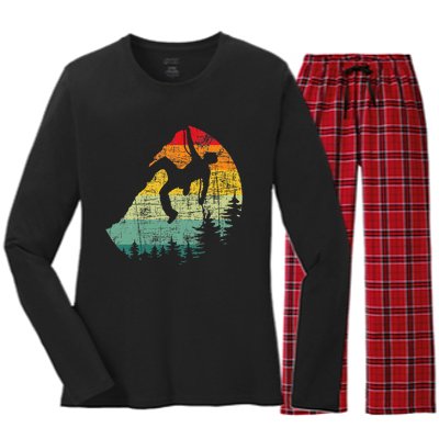 Retro Vintage Mountain Climber Rock Climbing Bouldering Women's Long Sleeve Flannel Pajama Set 