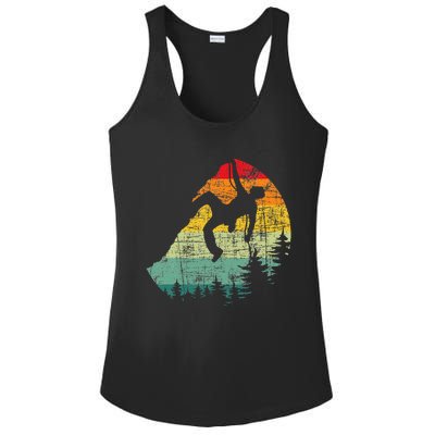 Retro Vintage Mountain Climber Rock Climbing Bouldering Ladies PosiCharge Competitor Racerback Tank