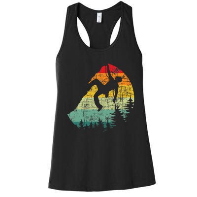 Retro Vintage Mountain Climber Rock Climbing Bouldering Women's Racerback Tank