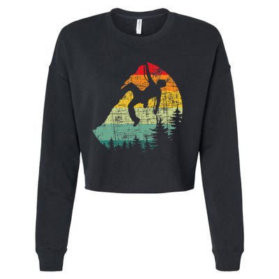 Retro Vintage Mountain Climber Rock Climbing Bouldering Cropped Pullover Crew