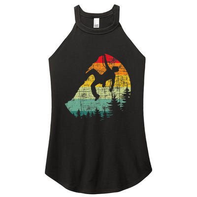 Retro Vintage Mountain Climber Rock Climbing Bouldering Women's Perfect Tri Rocker Tank