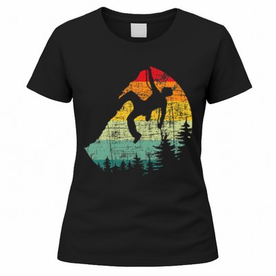 Retro Vintage Mountain Climber Rock Climbing Bouldering Women's T-Shirt