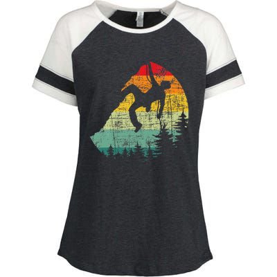 Retro Vintage Mountain Climber Rock Climbing Bouldering Enza Ladies Jersey Colorblock Tee