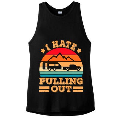 Retro Vintage Mountains I Hate Pulling Out Funny Camping Ladies PosiCharge Tri-Blend Wicking Tank