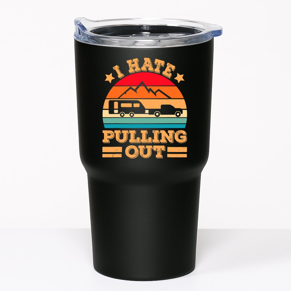 Retro Vintage Mountains I Hate Pulling Out Funny Camping Tumbler
