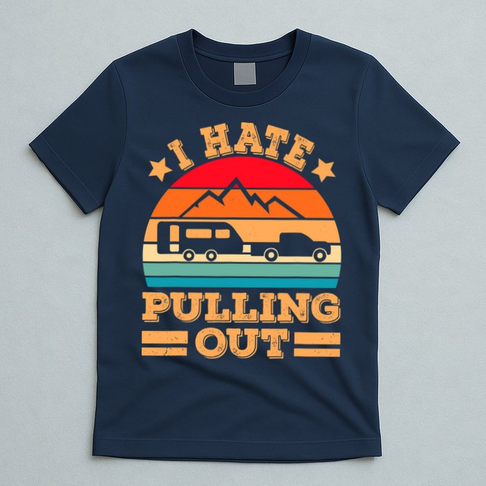 Retro Vintage Mountains I Hate Pulling Out Funny Camping T-Shirt