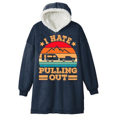 Retro Vintage Mountains I Hate Pulling Out Funny Camping Hooded Wearable Blanket