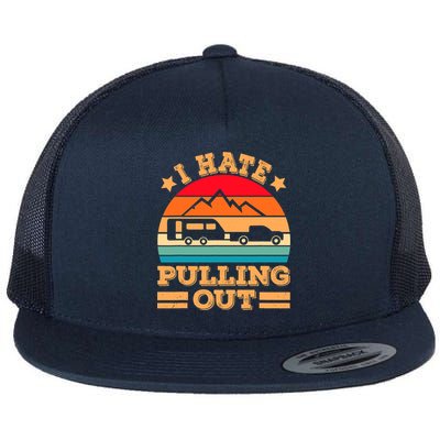 Retro Vintage Mountains I Hate Pulling Out Funny Camping Flatbill Hat