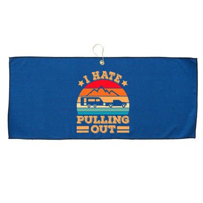 Retro Vintage Mountains I Hate Pulling Out Funny Camping Large Microfiber Waffle Golf Towel