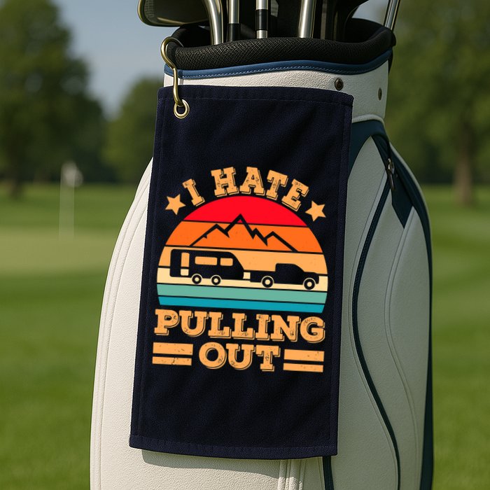 Retro Vintage Mountains I Hate Pulling Out Funny Camping Golf Towel