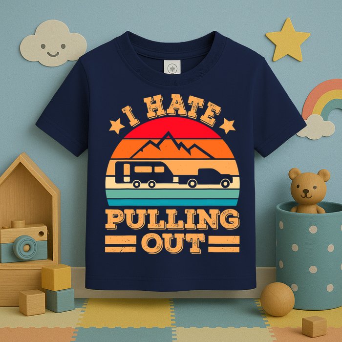 Retro Vintage Mountains I Hate Pulling Out Funny Camping Toddler T-Shirt
