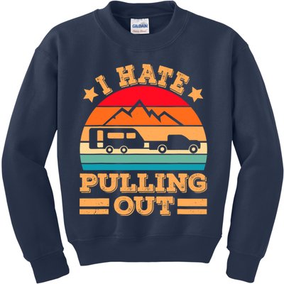 Retro Vintage Mountains I Hate Pulling Out Funny Camping Kids Sweatshirt