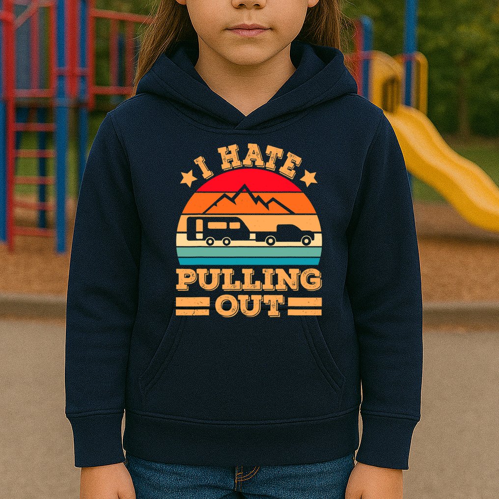 Retro Vintage Mountains I Hate Pulling Out Funny Camping Kids Hoodie