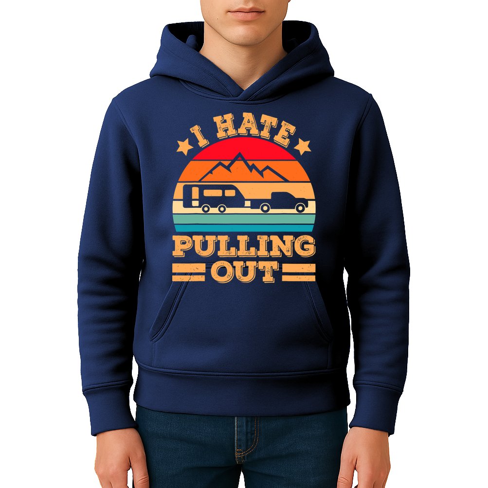 Retro Vintage Mountains I Hate Pulling Out Funny Camping Kids Hoodie