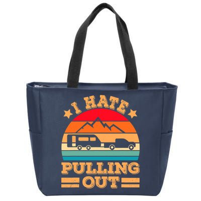 Retro Vintage Mountains I Hate Pulling Out Funny Camping Zip Tote Bag