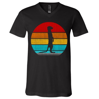 Retro Vintage Meerkat V-Neck T-Shirt