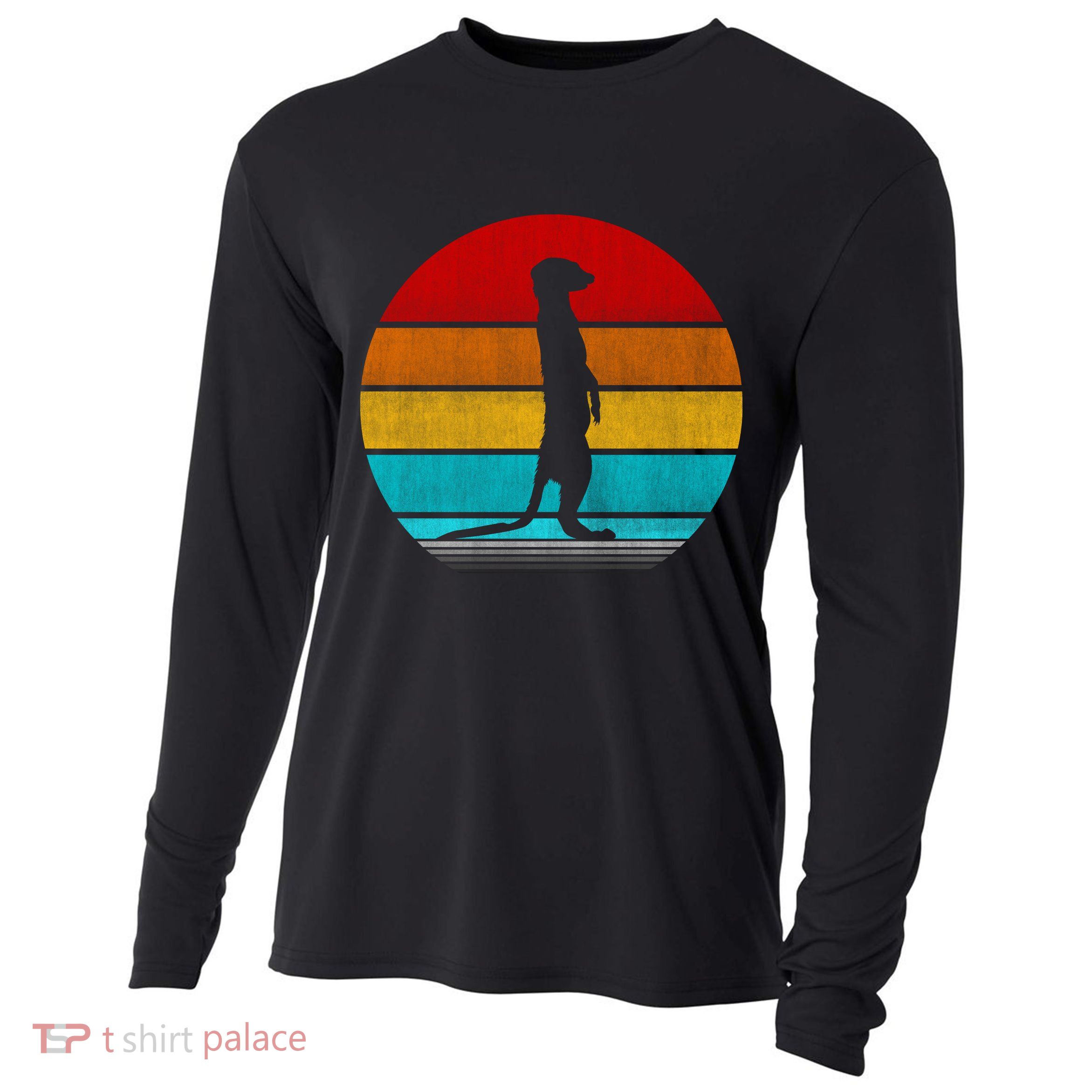 Retro Vintage Meerkat Cooling Performance Long Sleeve Crew