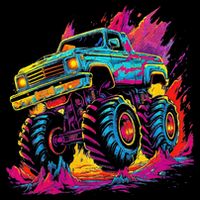 Retro Vintage Monster Truck Retro Sunset Monster Truck Doggie Tank