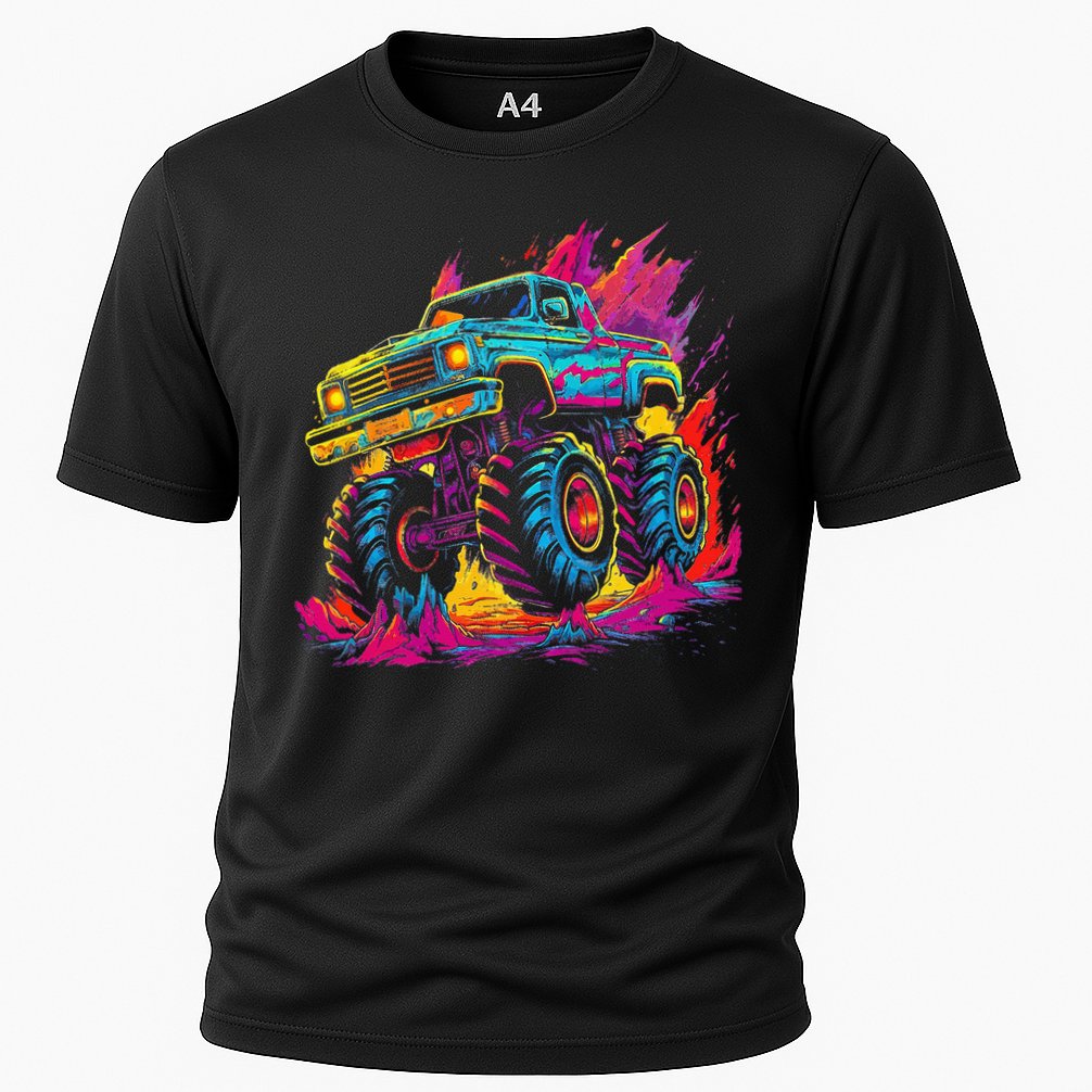 Retro Vintage Monster Truck Retro Sunset Monster Truck Performance Shirt