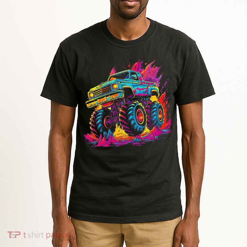 Retro Vintage Monster Truck Retro Sunset Monster Truck Tall T-Shirt