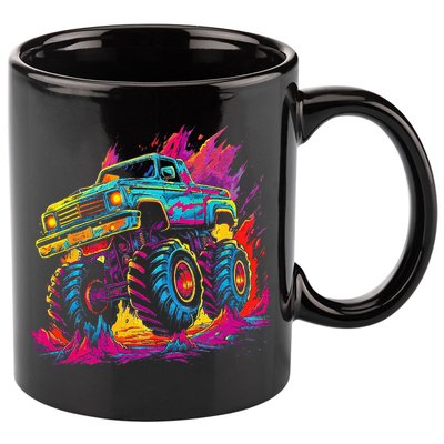 Retro Vintage Monster Truck Retro Sunset Monster Truck 11oz C Handle Ceramic Mug