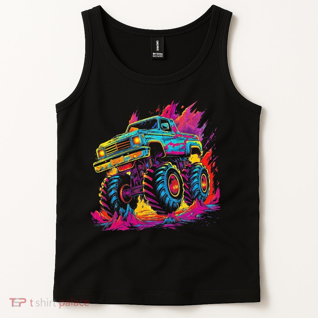 Retro Vintage Monster Truck Retro Sunset Monster Truck Tank Top