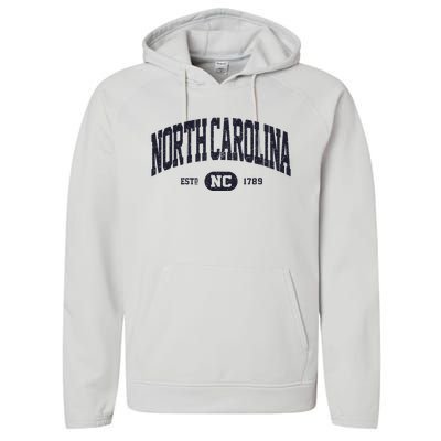 Retro Vintage North Carolina Performance Fleece Hoodie