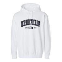 Retro Vintage North Carolina Garment-Dyed Fleece Hoodie