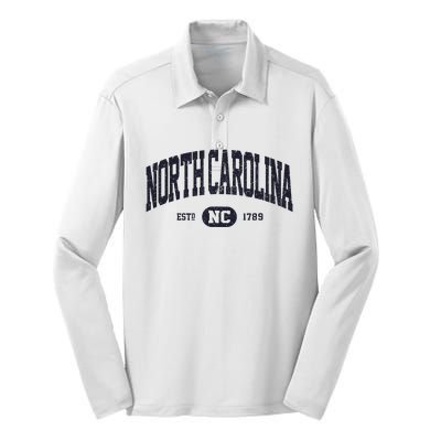 Retro Vintage North Carolina Silk Touch Performance Long Sleeve Polo