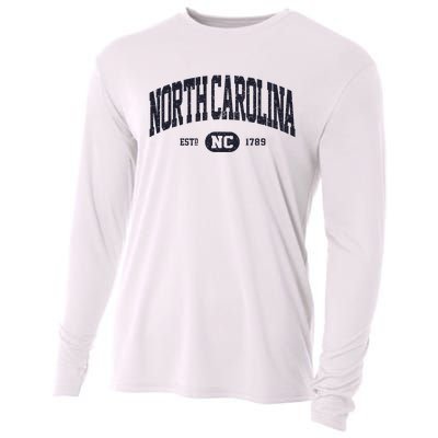 Retro Vintage North Carolina Cooling Performance Long Sleeve Crew