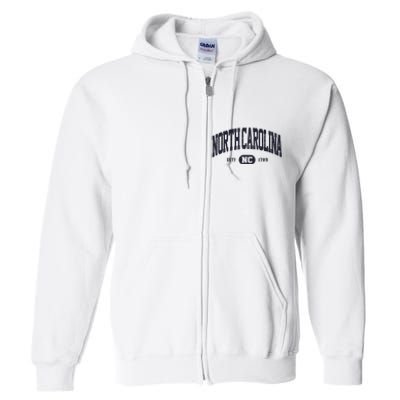 Retro Vintage North Carolina Full Zip Hoodie