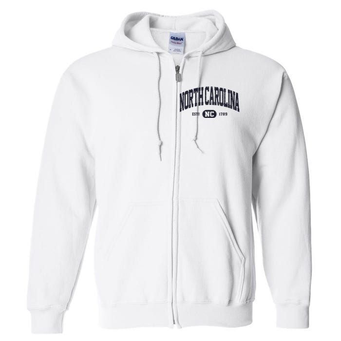 Retro Vintage North Carolina Full Zip Hoodie