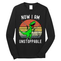 Retro Vintage Now I Am Unstoppable Trex Funny TRex Long Sleeve Shirt