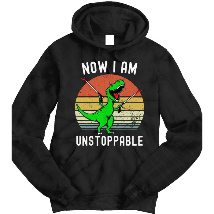 Retro Vintage Now I Am Unstoppable Trex Funny TRex Tie Dye Hoodie