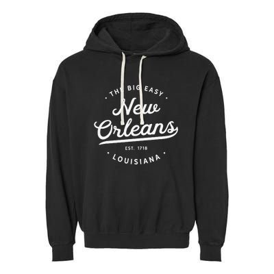 Retro Vintage New Orleans Louisiana Big Easy Nola Garment-Dyed Fleece Hoodie