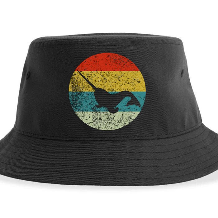 Retro Vintage Narwhal Sustainable Bucket Hat