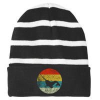 Retro Vintage Narwhal Striped Beanie with Solid Band