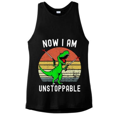 Retro Vintage Now I Am Unstoppable Trex Funny TRex Ladies PosiCharge Tri-Blend Wicking Tank