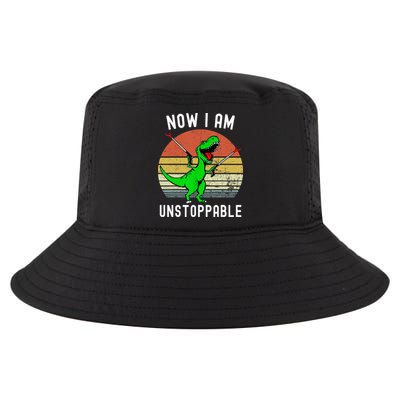 Retro Vintage Now I Am Unstoppable Trex Funny TRex Cool Comfort Performance Bucket Hat