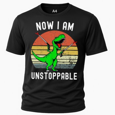 Retro Vintage Now I Am Unstoppable Trex Funny TRex Performance Shirt