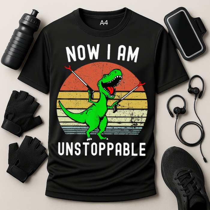 Retro Vintage Now I Am Unstoppable Trex Funny TRex Performance Shirt