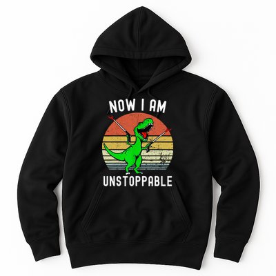 Retro Vintage Now I Am Unstoppable Trex Funny TRex Hoodie