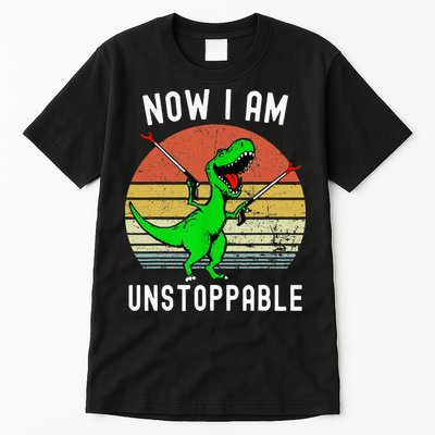Retro Vintage Now I Am Unstoppable Trex Funny TRex Tall T-Shirt