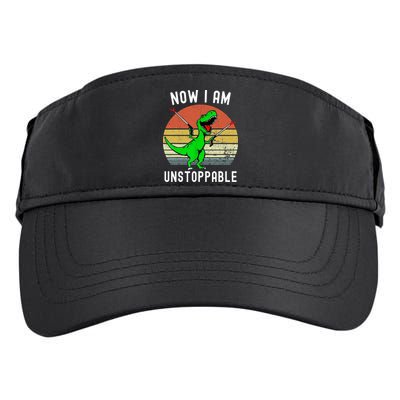 Retro Vintage Now I Am Unstoppable Trex Funny TRex Adult Drive Performance Visor