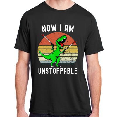 Retro Vintage Now I Am Unstoppable Trex Funny TRex Adult ChromaSoft Performance T-Shirt