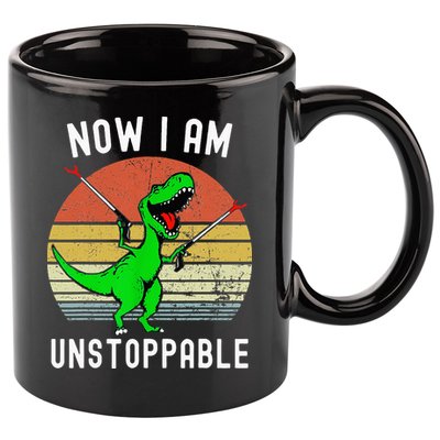 Retro Vintage Now I Am Unstoppable Trex Funny TRex 11oz C Handle Ceramic Mug